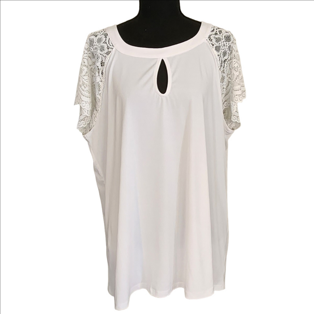 TORRID WHITE, LACY TOP